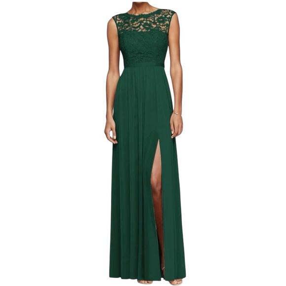 NWT David's Bridal F19328 Bridesmaid Dress in Juniper Green Size 0 - Picture 1 of 8